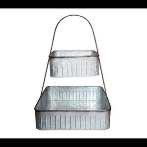 Farmhouse Galvanized Metal Tiered Tray